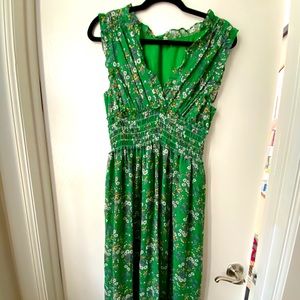 Green floral midi dress